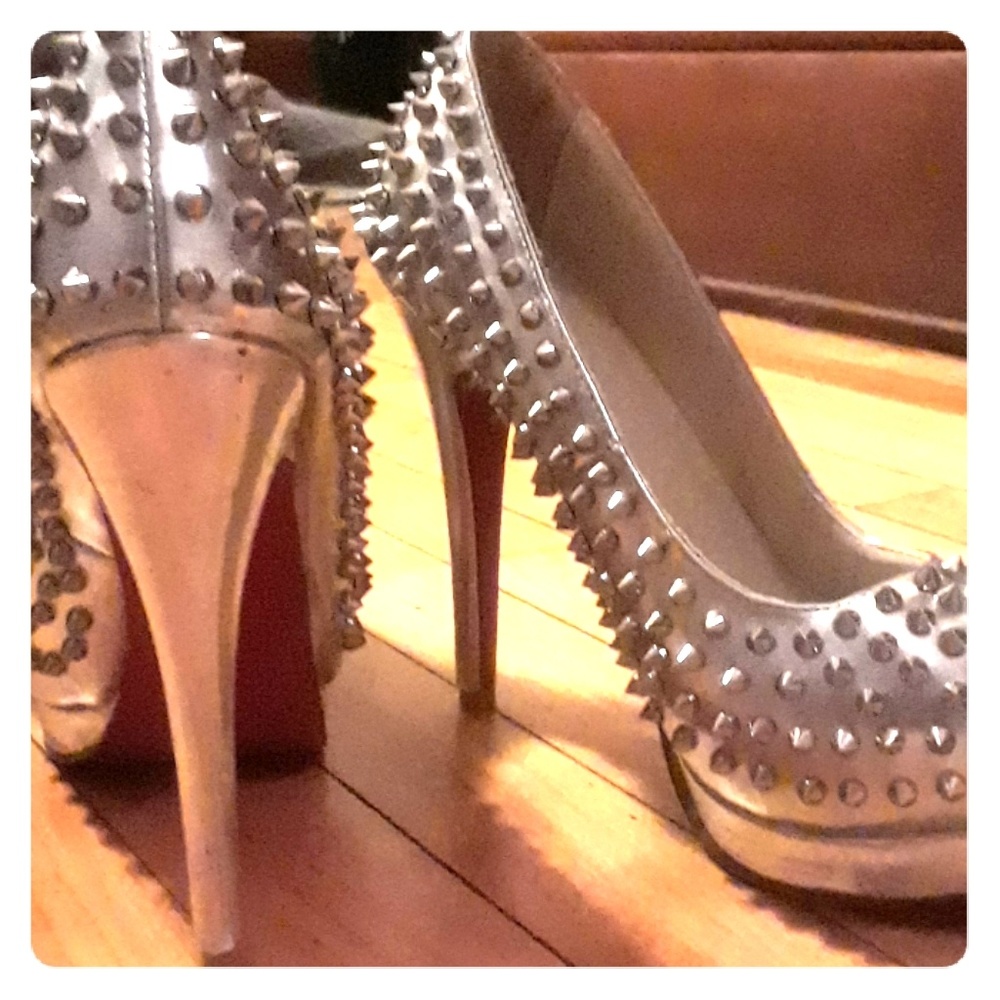 Silver studded red bottoms